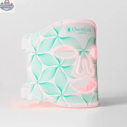 Omnilux Contour Face Therapy device emitting red and infrared light for skin rejuvenation and glowing complexion.