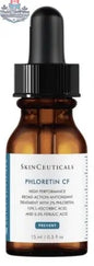 Travel size Phloretin CF anti-aging serum by Monarch MD Medical Aesthetics in a sleek bottle with a dropper cap.