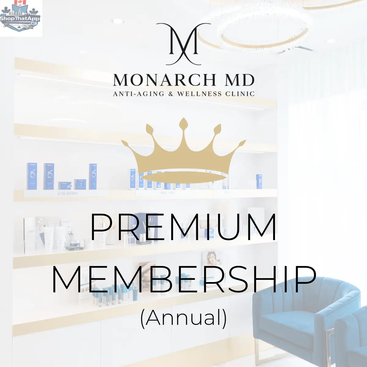 Image of Monarch MD Medical Aesthetics Premium Membership Annual card with exclusive benefits and membership details.