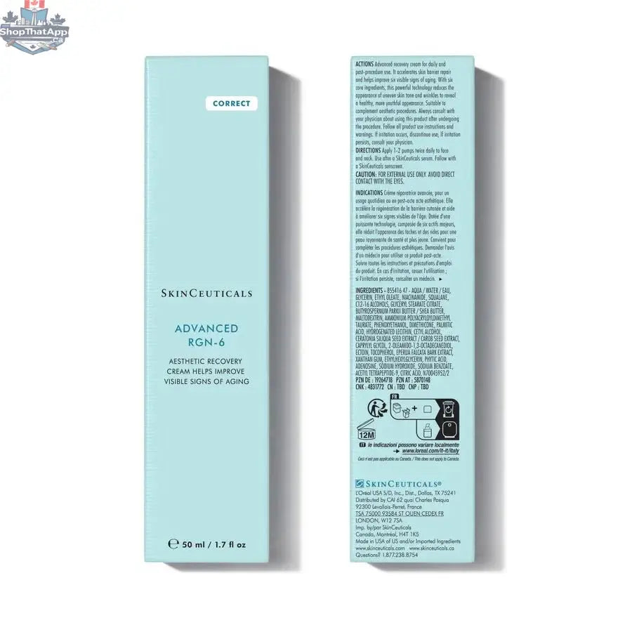 SkinCeuticals Advanced RGN-6 skincare product in sleek packaging, designed to revitalize and improve skin health.