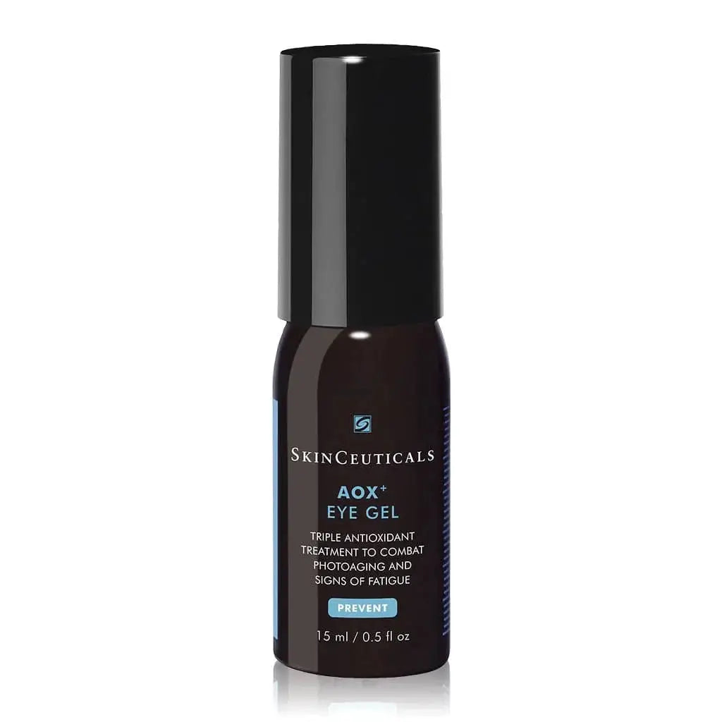 SkinCeuticals AOX Eye Gel by Monarch MD Medical Aesthetics, showing the clear gel in a sleek tube with applicator tip.