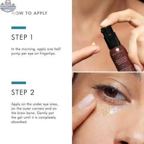 SkinCeuticals AOX Eye Gel in a clear tube with a silver cap, designed to reduce puffiness and dark circles around the eyes.