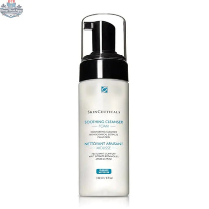SkinCeuticals soothing cleanser for sensitive skin, gentle gel formula in a clear bottle with a pump dispenser.