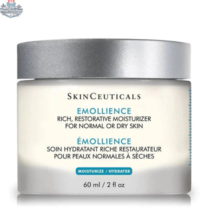 SkinCeuticals Emollience moisturizer for deep hydration and soft skin, shown in a jar with a smooth, creamy texture.
