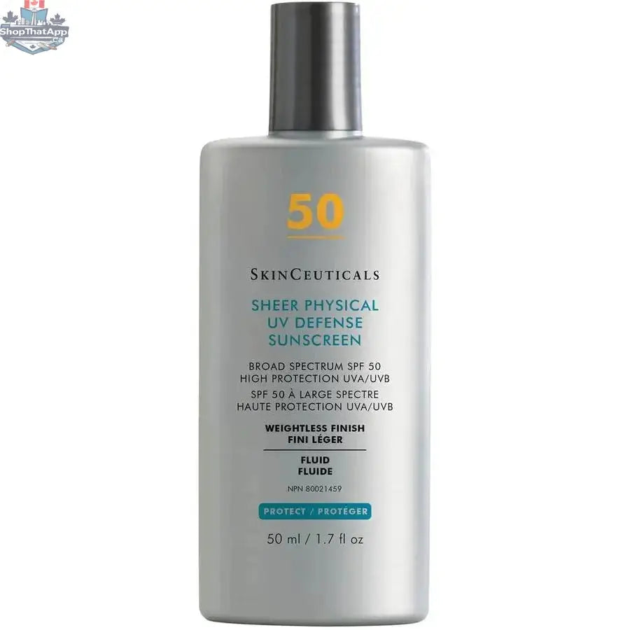 SkinCeuticals Sheer Physical Fusion SPF 50 sunscreen in a sleek tube, designed for ultimate sun protection with a lightweight finish.