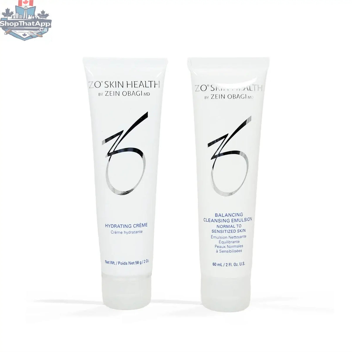 Travel-size ZO Balancing Cleansing Emulsion by Monarch MD Medical Aesthetics, showing the hydrating facial cleanser in a sleek tube.