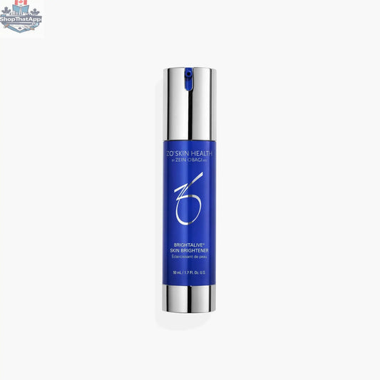 Travel-size ZO Brightalive by Monarch MD Medical Aesthetics for radiant skin, shown in a sleek, compact bottle on a white background.