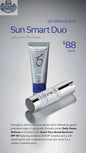Monarch MD Sun Smart Duo sunscreen bottle showing UV protection and skincare benefits for face and body.