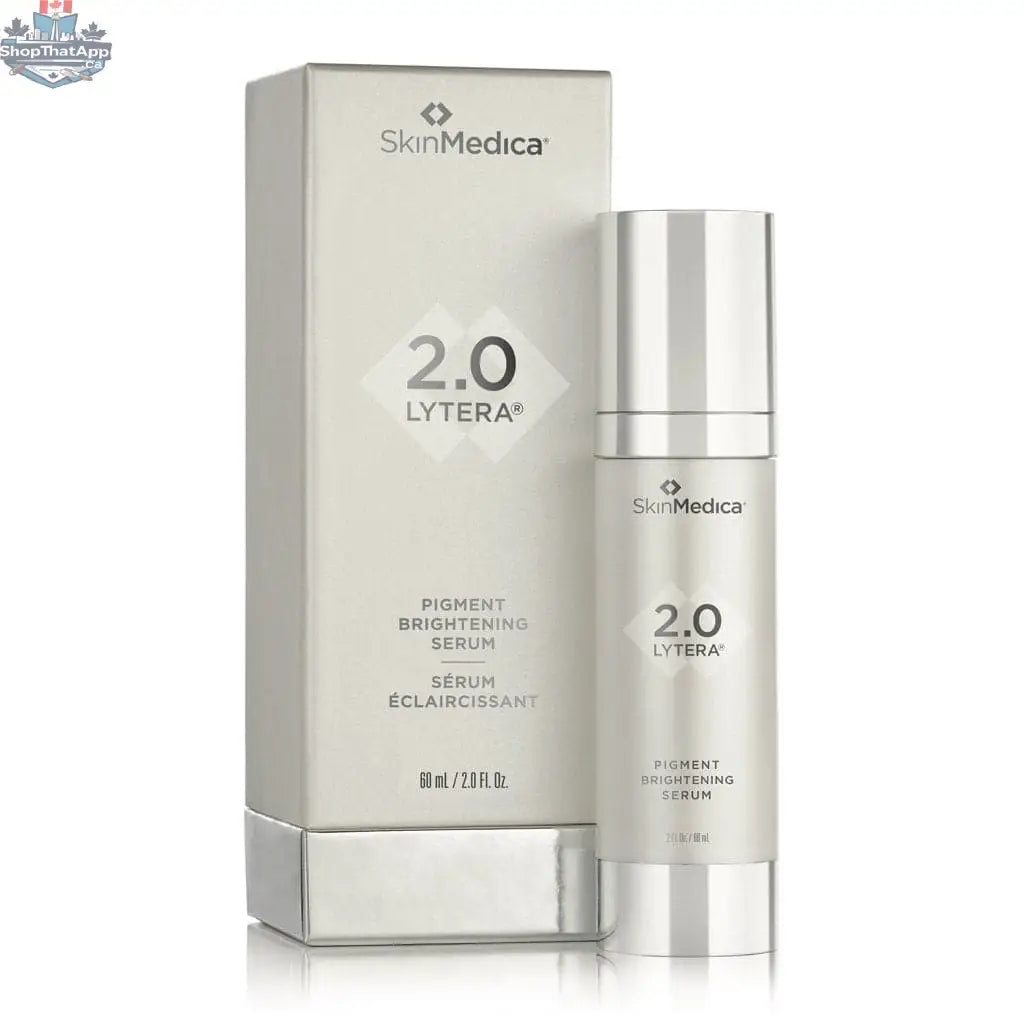 SkinMedica Lytera 2.0 Brightening Serum for even skin tone, featuring clear bottle and applicator for skincare.