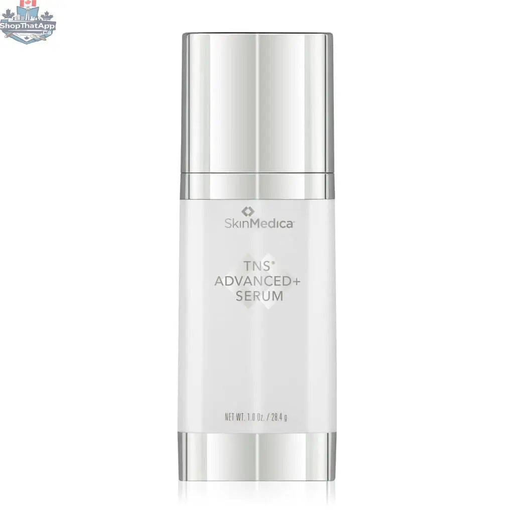 SkinMedica TNS Advanced+ Serum in a sleek bottle, part of skincare routine, designed for skin rejuvenation and anti-aging.