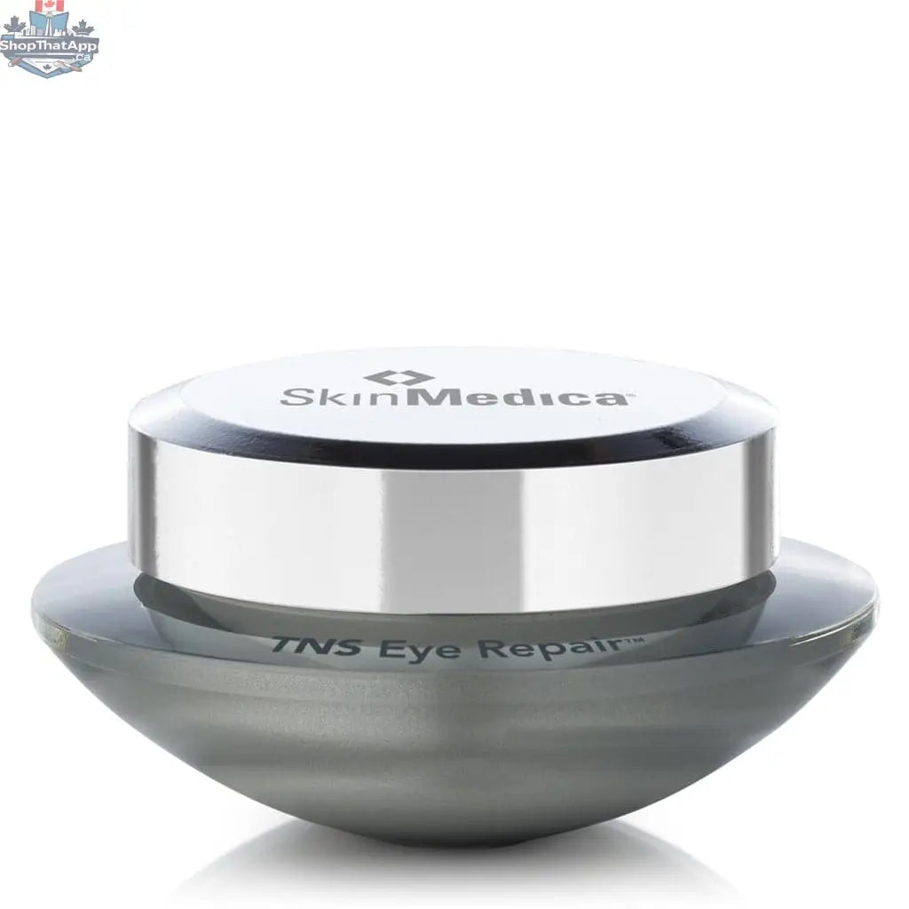 SkinMedica TNS Eye Repair Cream for youthful, radiant eyes, shown in a sleek skincare jar with a smooth cream texture.