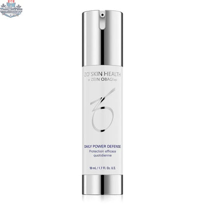 ZO Daily Power Defense skincare product by Monarch MD Medical Aesthetics, featuring a sleek bottle with a pump dispenser.