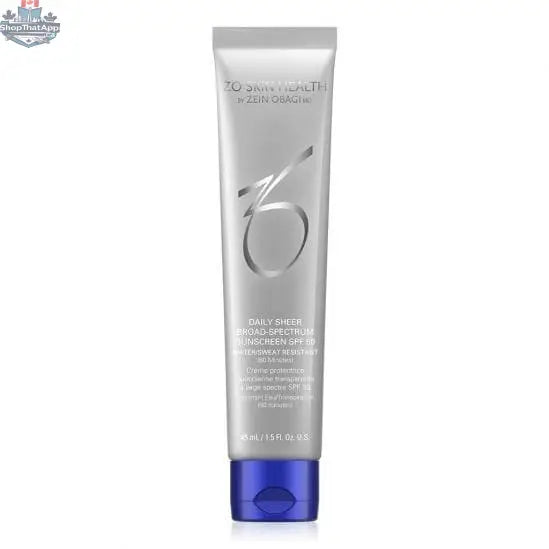ZO Daily Sheer Broad Spectrum Sunscreen SPF 50 from Monarch MD Medical Aesthetics, in a sleek tube, ready for daily skincare use.
