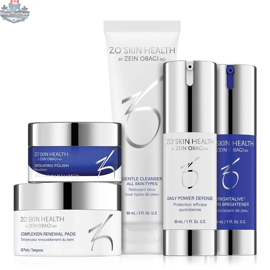 Monarch MD ZO Skin Brightening Kit with non-retinol formula, featuring skincare products for radiant, glowing skin.
