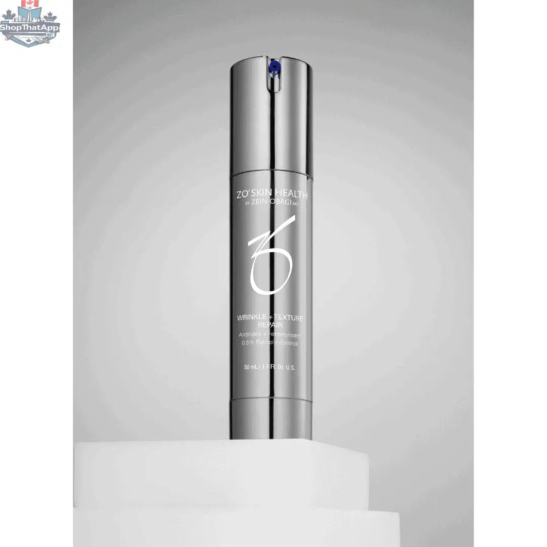 ZO Wrinkle Repair cream from Monarch MD Medical Aesthetics, featuring a sleek jar with smooth, textured skin, highlighting skin rejuvenation.