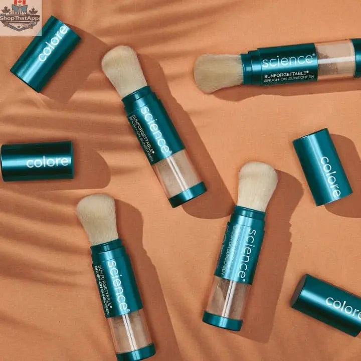 Colorescience SPF 50 Brush-On Sunscreen for total skin protection with a compact applicator and protective brush.