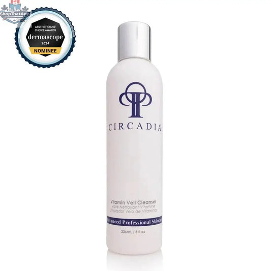 Circadia Vitamin Veil Cleansing Oil by Monarch MD Medical Aesthetics, designed for radiant skin, shown in a clear bottle with a pump dispenser.