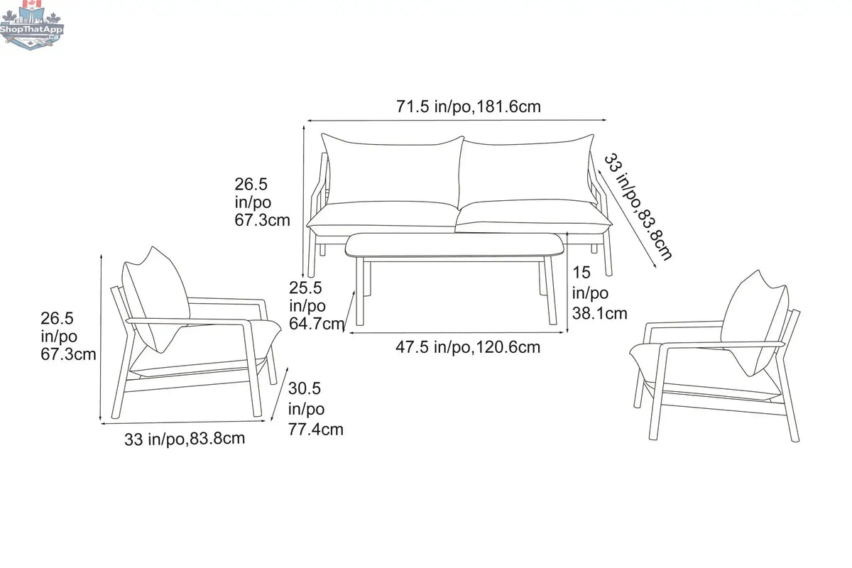 Enclover Monti sofa set with a modern conversational design, featuring plush cushions and sleek fabric upholstery.