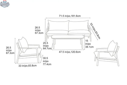 Enclover Monti sofa set with a modern conversational design, featuring plush cushions and sleek fabric upholstery.