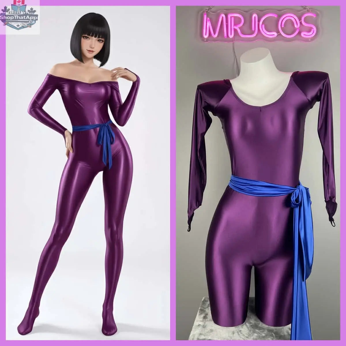 Anime cat cosplay bodysuit by MRJCOS, full spandex jumpsuit with feline design, form-fitting costume for cosplay or costumes.
