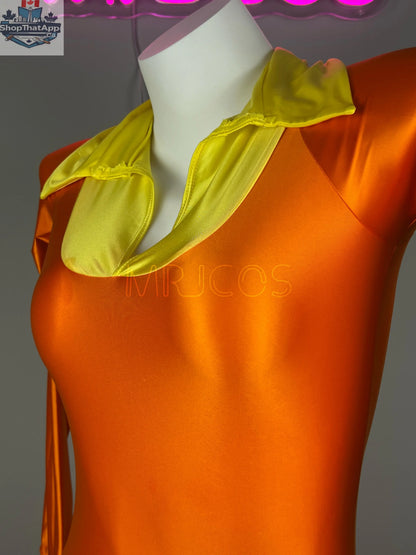 Anime cat-inspired cosplay bodysuit by MRJCOS, full spandex jumpsuit with eye design, perfect for Halloween or costume parties.