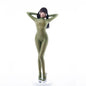 Shiny see-through spandex nylon bodysuit by MRJCOS, full-body sheer Zentai cosplay suit with a glossy finish.