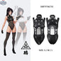 Tactical anime girl cosplay bodysuit by MRJCOS featuring sheer mesh and PU leather material, form-fitting costume for cosplay or costumes
