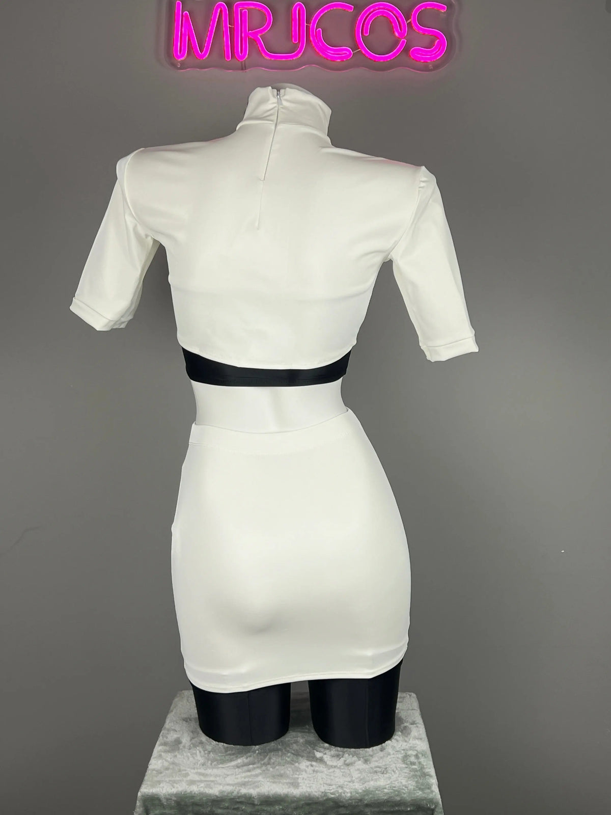 Anime Team Rocket cosplay costume set with gloves and skirt, made of spandex and leather, by MRJCOS.