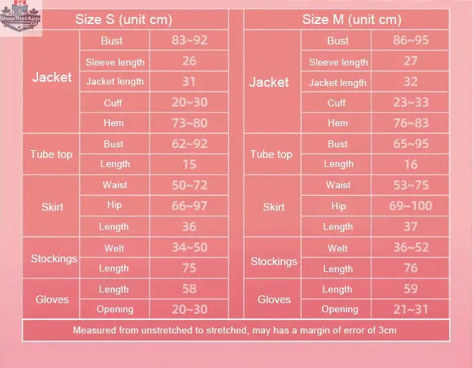 Size chart for Anime Team Rocket cosplay costume set by MRJCOS, featuring spandex leather outfit, gloves, and skirt.