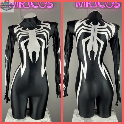 Woman in black spandex superhero bodysuit cosplay costume, full Zentai suit with mask, ideal for Halloween or costume events.