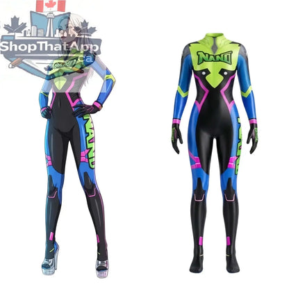 MRJCOS spandex cosplay bodysuit full body suit Halloween costume in vibrant black, form-fitting Zentai design for cosplay or costume wear.
