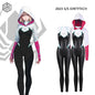 Woman wearing MRJCOS superhero bodysuit with jacket, featuring spandex and PU leather, perfect for cosplay or Halloween costume.