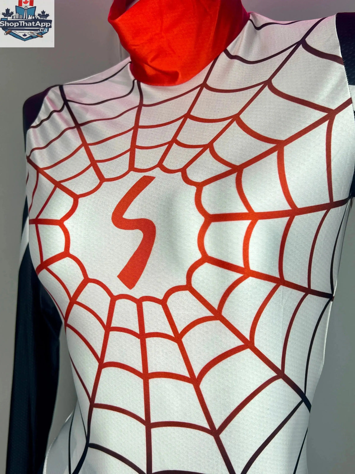 Woman wearing MRJCOS superhero spandex open crotch cosplay bodysuit, featuring a sleek, form-fitting superhero costume for cosplay or lingerie.