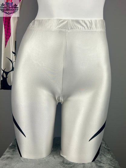 Woman wearing MRJCOS superhero bodysuit costume in spandex with open crotch design, perfect for cosplay and sexy lingerie.