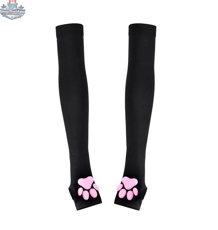 Velvet cat paw anime cosplay gloves with 3D padded cat paws by MRJCOS, featuring soft texture and detailed paw design.