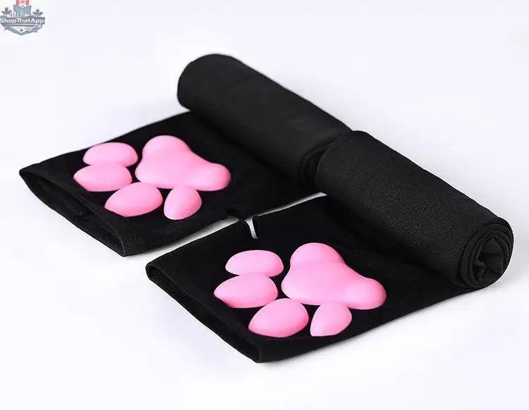 MRJCOS cat paw anime gloves with 3D plush paw paddings and velvet material, designed for cosplay or costume wear.