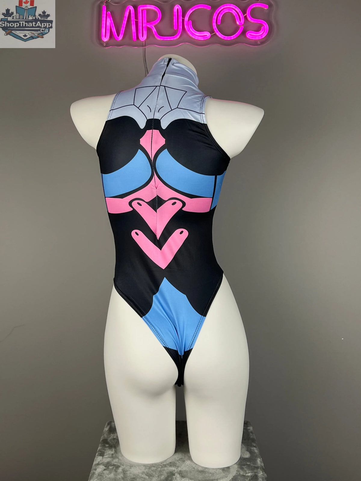 MRJCOS crotchless anime cosplay lingerie bodysuit with detailed design and vibrant colors, perfect for themed costume attire.