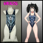 MRJCOS women's superhero crotchless lingerie bodysuit with bold, sexy cosplay design, featuring a form-fitting, eye-catching costume.