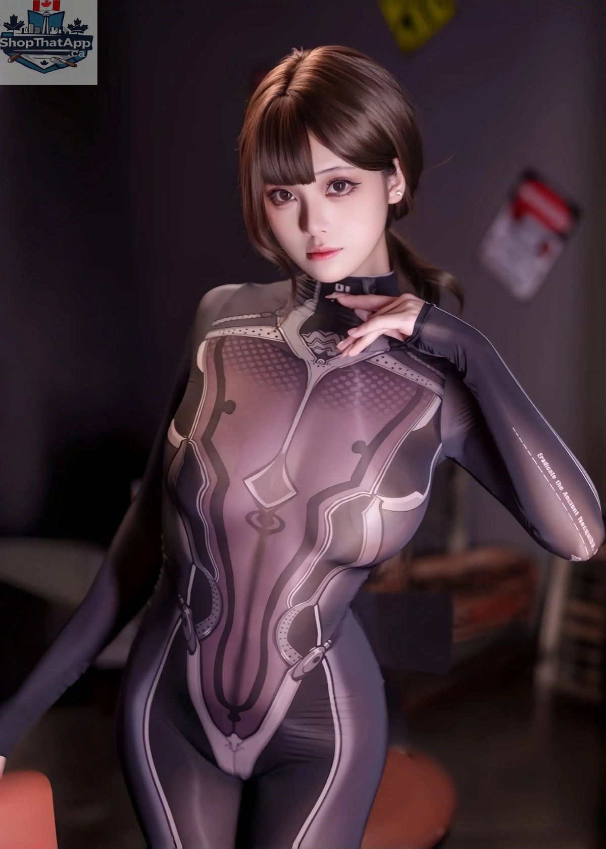 Anime Superhero Eve 10D sheer bodystocking by MRJCOS, ultra-thin lingerie featuring detailed superhero design and form-fitting style.