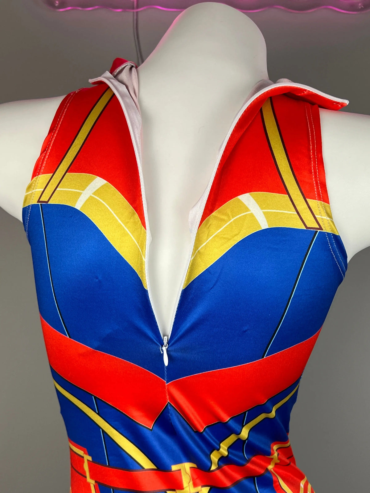 MRJCOS superhero crotchless lingerie costume featuring a bold bodysuit, designed for adventurous and daring fashion statements.
