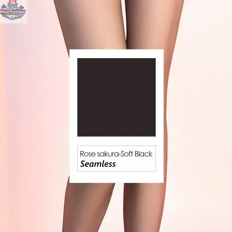 Seamless high waist matte nylon pantyhose by MRJCOS, smooth and opaque tights showing a close-up of the waistband and fabric texture.