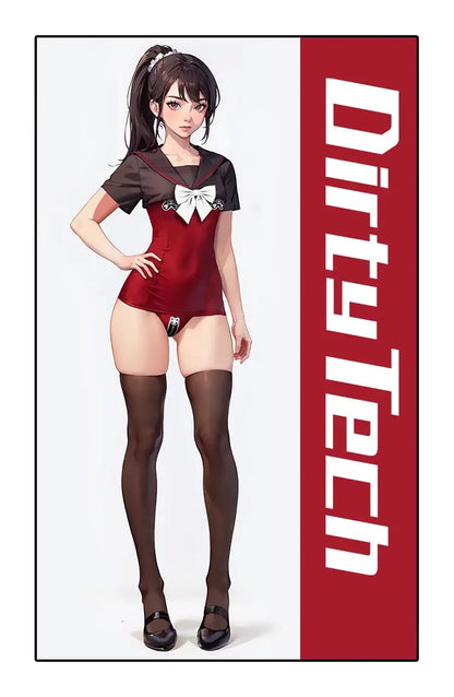 Japanese anime sailor style swimsuit set by MRJCOS, two-piece swimwear with bandage design and vibrant sailor uniform details.