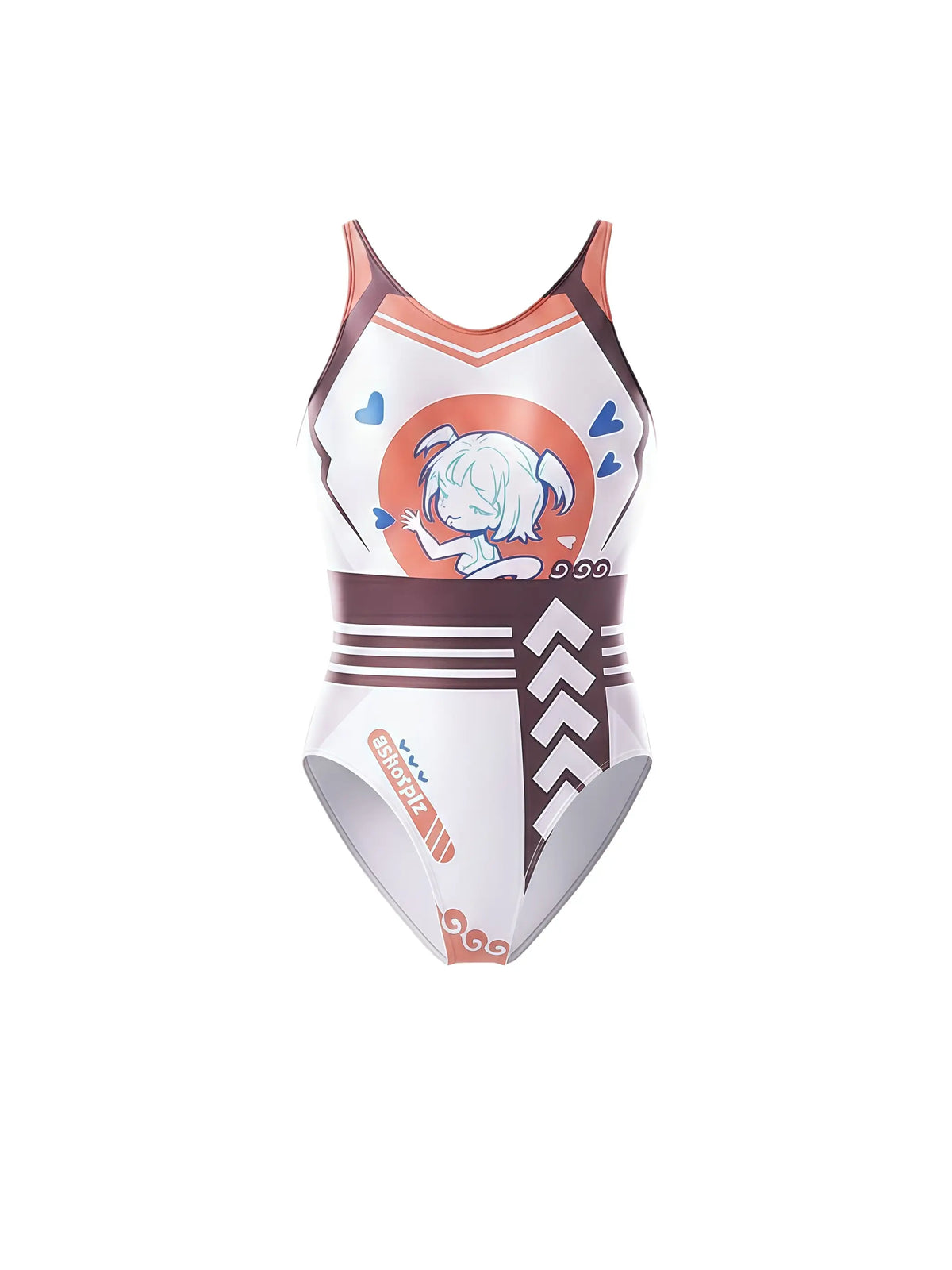 Japanese anime swimwear spandex racing suit by MRJCOS featuring a wetsuit-style race queen costume with vibrant design.