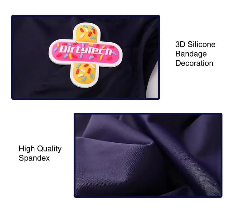 Japanese anime Sailor style swimsuit set by MRJCOS, two-piece uniform with bandage design and vibrant colors, perfect for swimwear.
