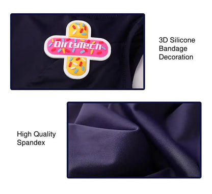 Japanese anime Sailor style swimsuit set by MRJCOS, two-piece uniform with bandage design and vibrant colors, perfect for swimwear.