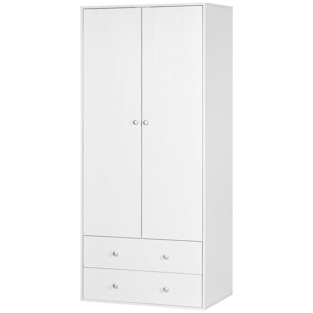 Briar Modern Wardrobe Closet with 2 Drawers and Hanging Rod-White - Shopthatapp.ca