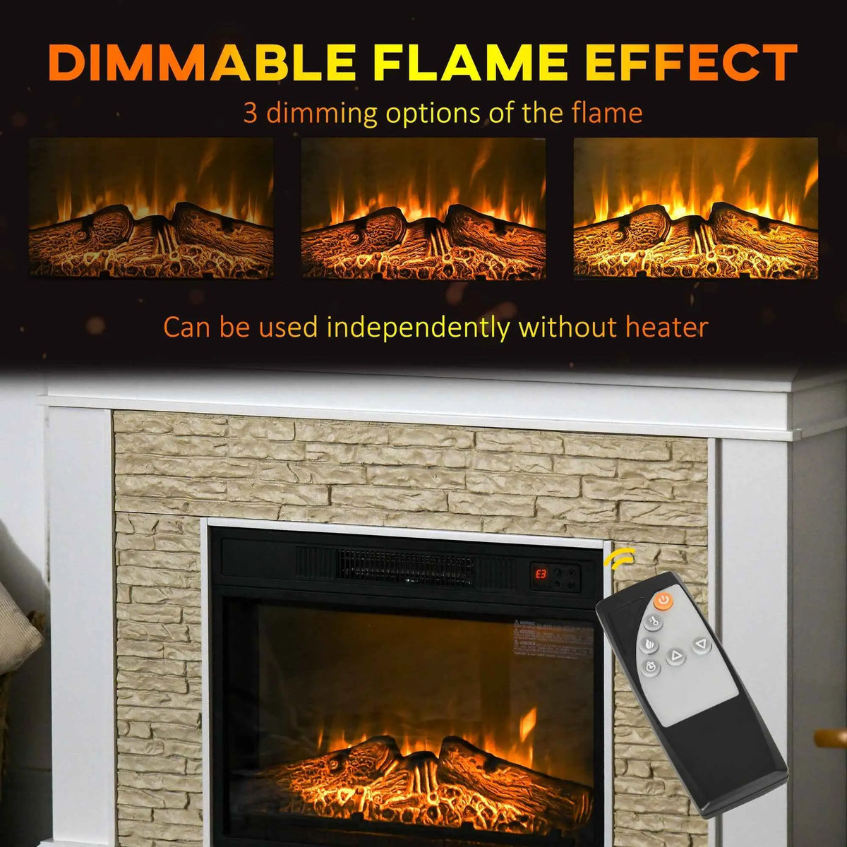 White Archie 31.5-inch electric freestanding fireplace with mantel from SLOTH Nation, featuring overheat protection and realistic flame effect.