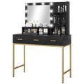 Sophia Illuminated Makeup Table with LED Lights and 3 Drawers-Black