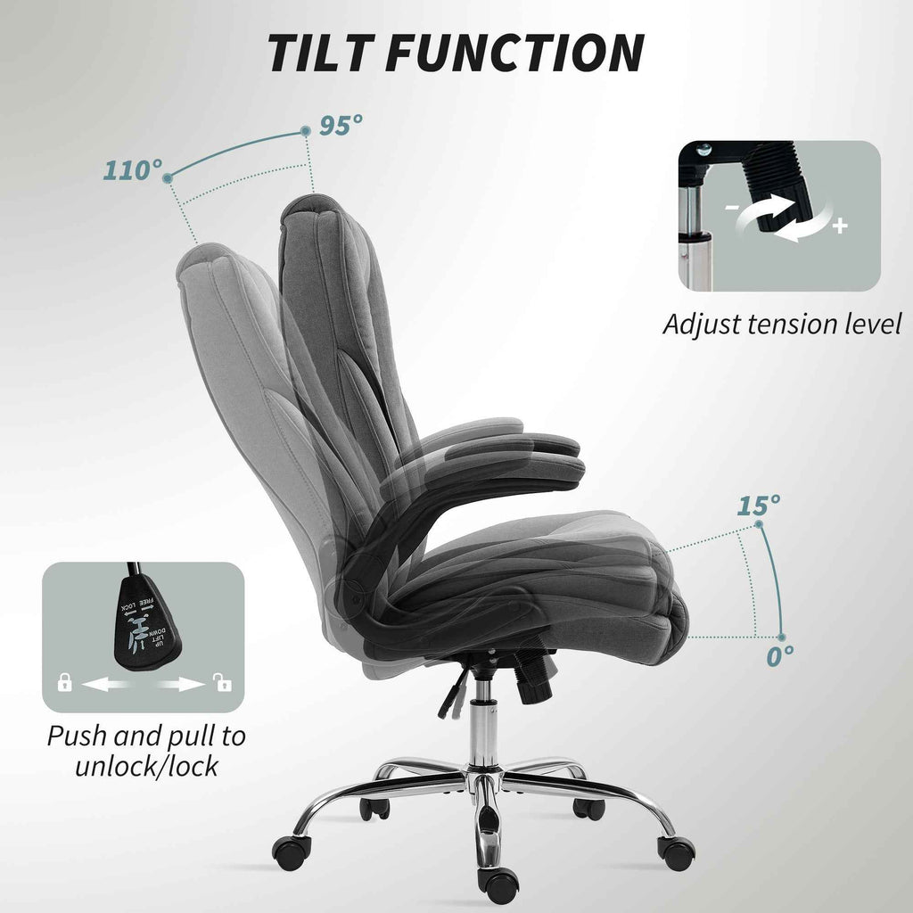 Hayden Executive Office Chair with Flip-up Armrest-Dark Grey