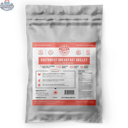 Nomad Nutrition 10-serving bulk bag of Southwest Breakfast Skillet food, 1120 grams, healthy vegan dehydrated meal package.